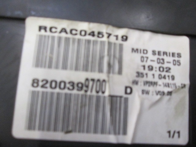 RENAULT MEGANE 1.9 DCI 88kW GRANTOUR 6M (<02/2006) INSTRUMENT CLUSTER SPEEDO 8200399700