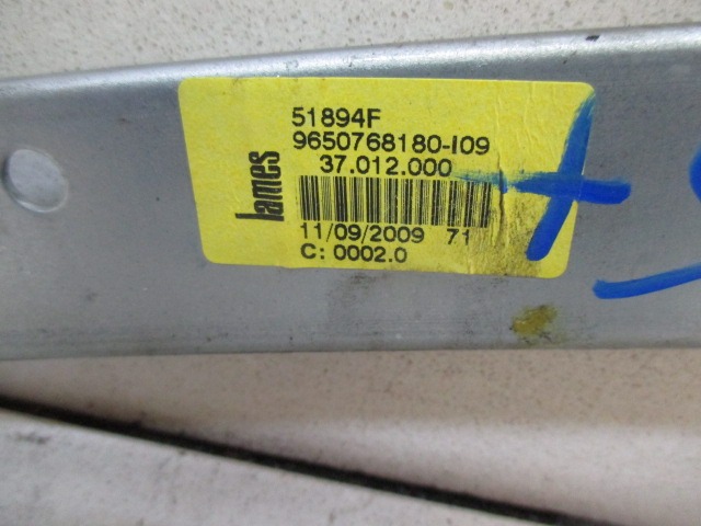 MANUAL REAR WINDOW LIFT SYSTEM OEM N. 9650768180 ORIGINAL PART ESED PEUGEOT 207 / 207 CC WA WC WK (05/2009 - 2015) BENZINA 14  YEAR OF CONSTRUCTION 2009