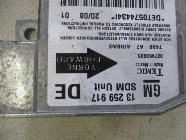 KIT COMPLETE AIRBAG OEM N. 18228 KIT AIRBAG COMPLETO ORIGINAL PART ESED OPEL MERIVA A R (2006 - 2010) BENZINA 14  YEAR OF CONSTRUCTION 2008