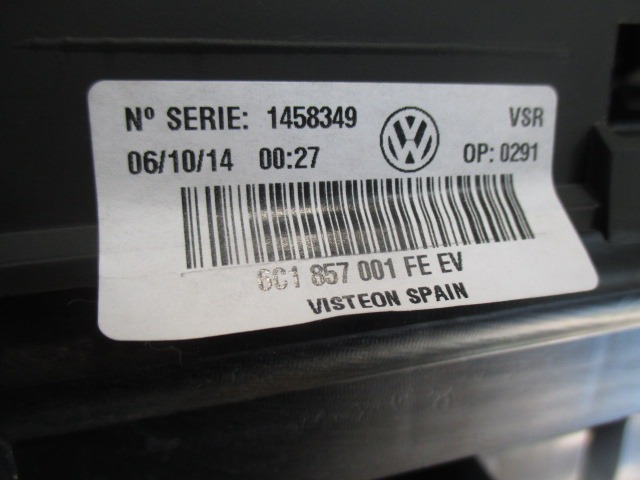DASHBOARD OEM N. 6C1857001FE ORIGINAL PART ESED VOLKSWAGEN POLO (DAL 02/2014) BENZINA 10  YEAR OF CONSTRUCTION 2014