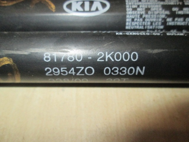 GAS PRESSURIZED SPRING, TRUNK LID OEM N. 817802K000 ORIGINAL PART ESED KIA SOUL (2008 - 2014) DIESEL 16  YEAR OF CONSTRUCTION 2010