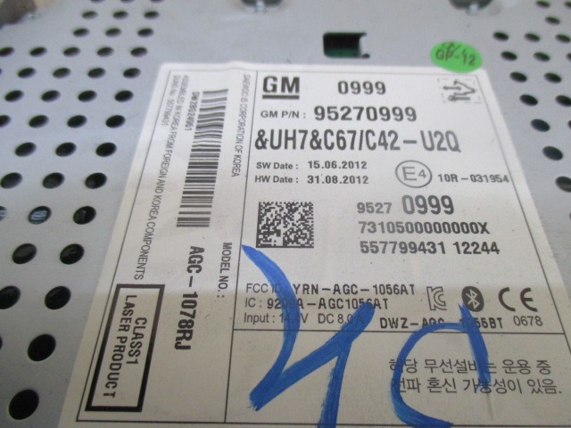RADIO CD?/ AMPLIFIER / HOLDER HIFI SYSTEM OEM N. 95270999 ORIGINAL PART ESED CHEVROLET CRUZE J300 (DAL 2009) DIESEL 17  YEAR OF CONSTRUCTION 2013