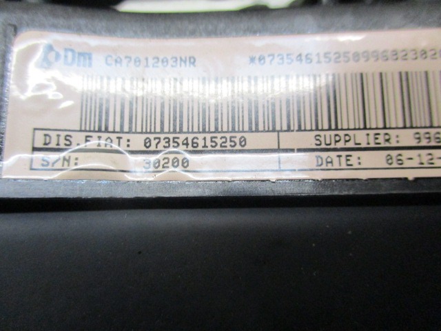 KIT COMPLETE AIRBAG OEM N. 26602 KIT AIRBAG COMPLETO ORIGINAL PART ESED FIAT BRAVO 198 (02/2007 - 01/2011) DIESEL 16  YEAR OF CONSTRUCTION 2009