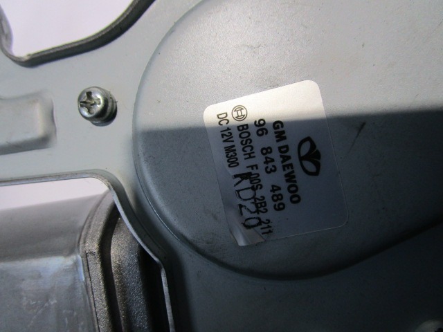REAR WIPER MOTOR OEM N. 96843489 ORIGINAL PART ESED CHEVROLET SPARK (2009 - 2013) BENZINA/GPL 10  YEAR OF CONSTRUCTION 2011
