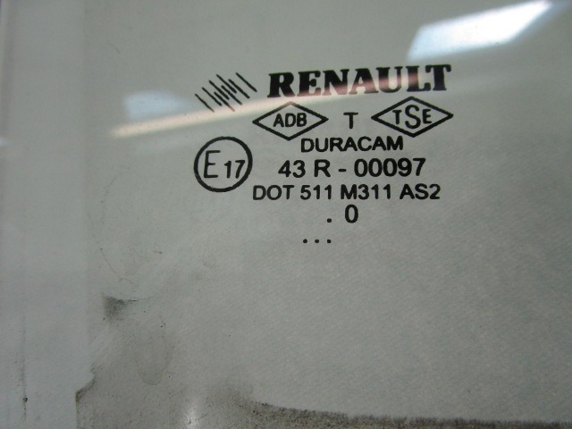 DOOR WINDOW, TINTED GLASS, REAR RIGHT OEM N. 8200427730 ORIGINAL PART ESED RENAULT CLIO (05/2009 - 2013) DIESEL 15  YEAR OF CONSTRUCTION 2010