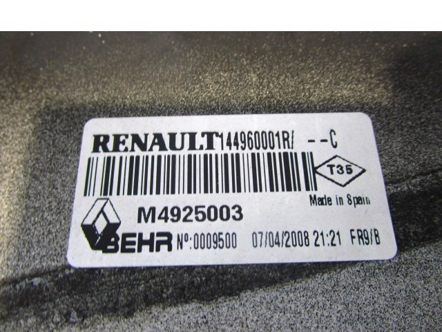 CHARGE-AIR COOLING OEM N. 144960001R ORIGINAL PART ESED RENAULT LAGUNA MK3 BER/SW (10/2007 - 08/2010) DIESEL 20  YEAR OF CONSTRUCTION 2008