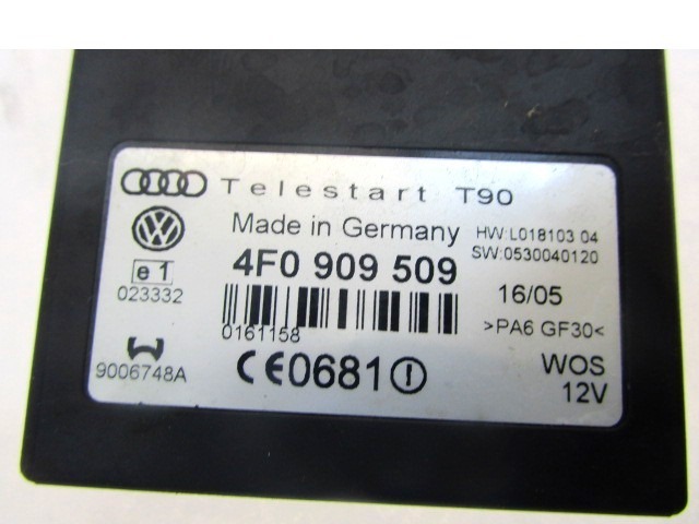 VARIOUS CONTROL UNITS OEM N. 4F0909509 ORIGINAL PART ESED AUDI A6 C6 4F2 4FH 4F5 BER/SW/ALLROAD (07/2004 - 10/2008) DIESEL 30  YEAR OF CONSTRUCTION 2005