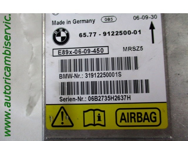 KIT COMPLETE AIRBAG OEM N. 19106 KIT AIRBAG COMPLETO ORIGINAL PART ESED BMW SERIE 3 BER/SW/COUPE/CABRIO E90/E91/E92/E93 (2005 - 08/2008) DIESEL 30  YEAR OF CONSTRUCTION 2006