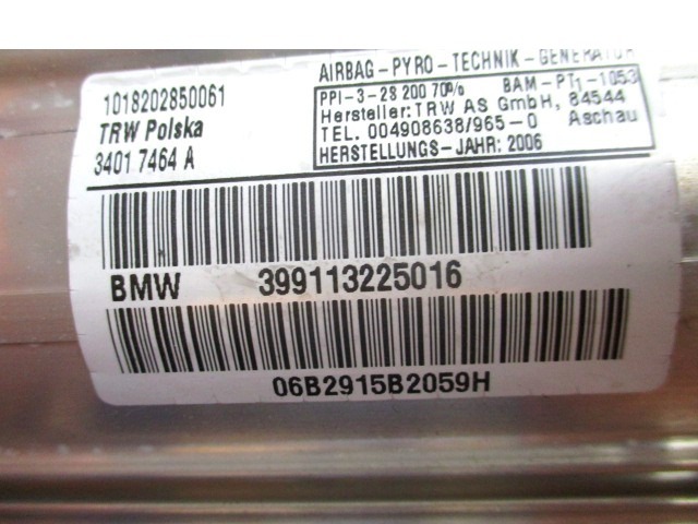 KIT COMPLETE AIRBAG OEM N. 19106 KIT AIRBAG COMPLETO ORIGINAL PART ESED BMW SERIE 3 BER/SW/COUPE/CABRIO E90/E91/E92/E93 (2005 - 08/2008) DIESEL 30  YEAR OF CONSTRUCTION 2006