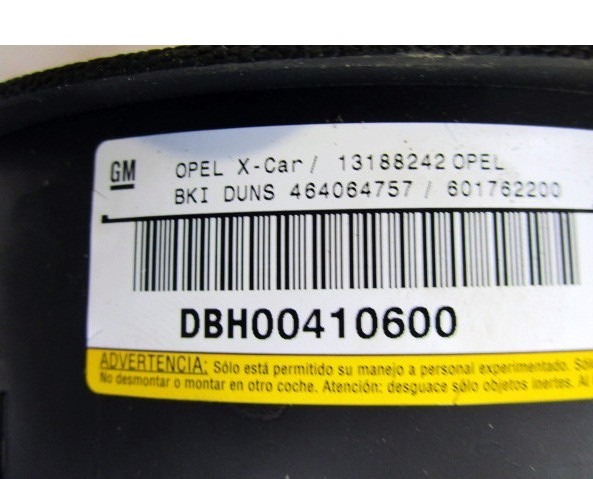 AIRBAG MODULE, DRIVER'S SIDE OEM N. 13188242 ORIGINAL PART ESED OPEL MERIVA A R (2006 - 2010) BENZINA/GPL 14  YEAR OF CONSTRUCTION 2010