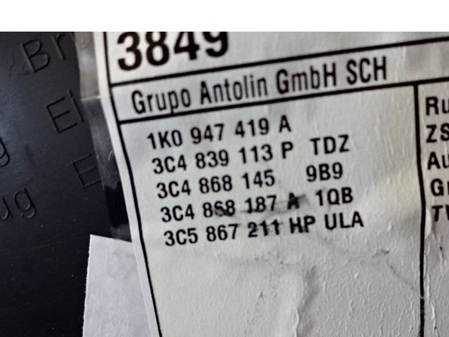 DOOR TRIM PANEL OEM N. 18523 PANNELLO INTERNO PORTA POSTERIORE ORIGINAL PART ESED VOLKSWAGEN PASSAT B6 3C BER/SW (2005 - 09/2010)  DIESEL 20  YEAR OF CONSTRUCTION 2007