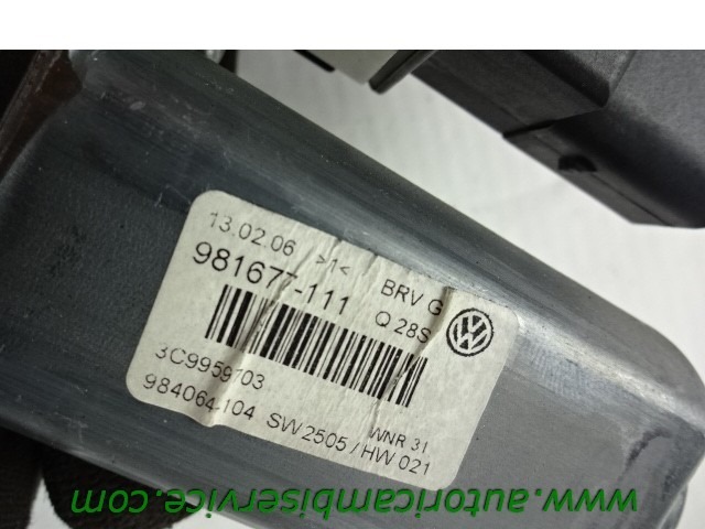 REAR DOOR WINDOW MOTOR OEM N. 3C9959703 ORIGINAL PART ESED VOLKSWAGEN PASSAT B6 3C BER/SW (2005 - 09/2010)  DIESEL 20  YEAR OF CONSTRUCTION 2006