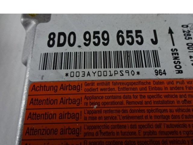 KIT COMPLETE AIRBAG OEM N. 8D0959655J ORIGINAL PART ESED AUDI A4 B5 BER/SW (1994 - 12/2000) BENZINA/GPL 18  YEAR OF CONSTRUCTION 1999