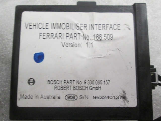 CONTROL CAR ALARM OEM N. 168509 ORIGINAL PART ESED FERRARI 360 MODENA (03/1999 - 01/2002) BENZINA 36  YEAR OF CONSTRUCTION 1999