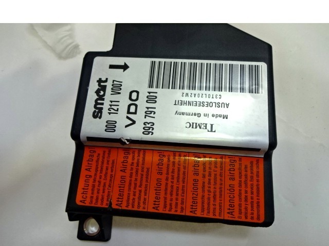 KIT COMPLETE AIRBAG OEM N. KIT AIRBAG COMPLETO ORIGINAL PART ESED SMART CITY-COUPE/FORTWO/CABRIO W450 (1998 - 2007) BENZINA 6  YEAR OF CONSTRUCTION 2001