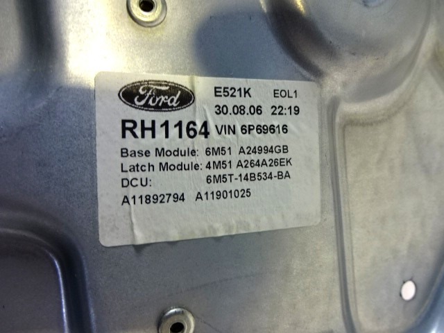 REAR DOOR WINDOW MECHANISM OEM N. 6M5T-14B534-BA ORIGINAL PART ESED FORD FOCUS BER/SW (2005 - 2008) DIESEL 18  YEAR OF CONSTRUCTION 2006