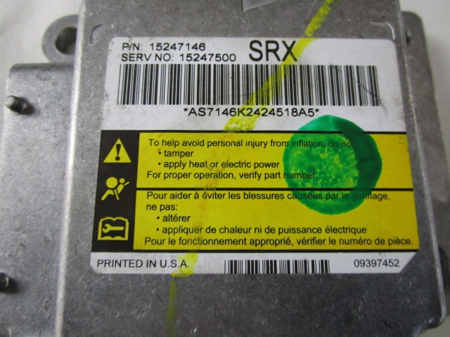 KIT COMPLETE AIRBAG OEM N. 28013 KIT AIRBAG COMPLETO ORIGINAL PART ESED CADILLAC SRX (2004 - 2009) BENZINA 36  YEAR OF CONSTRUCTION 2005