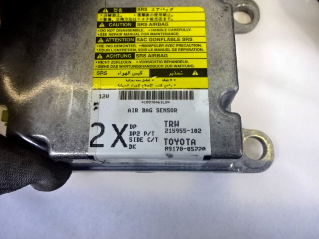 KIT COMPLETE AIRBAG OEM N. 19832 KIT AIRBAG COMPLETO ORIGINAL PART ESED TOYOTA AVENSIS BER/SW (2003 - 2008)DIESEL 20  YEAR OF CONSTRUCTION 2007