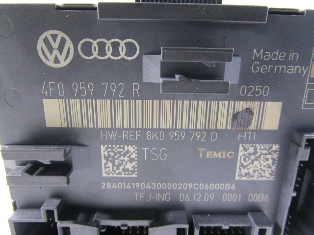 CONTROL OF THE FRONT DOOR OEM N. 4F0959792R ORIGINAL PART ESED AUDI A6 C6 4F2 4FH 4F5 RESTYLING BER/SW/ALLROAD (10/2008 - 2011) DIESEL 30  YEAR OF CONSTRUCTION 2010
