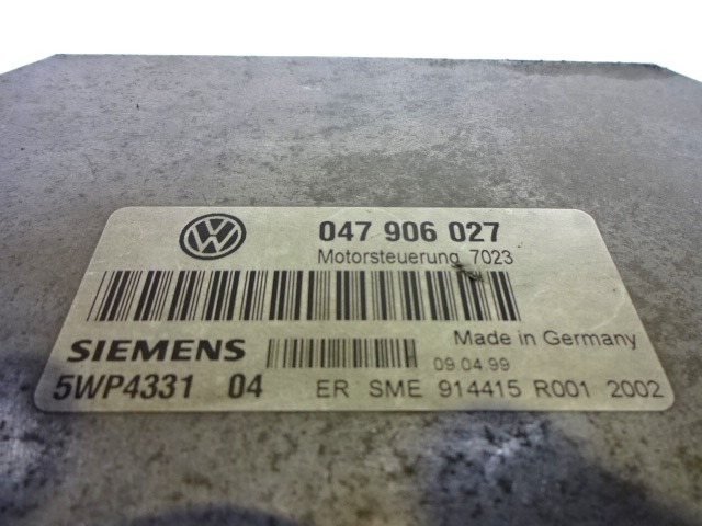 BASIC DDE CONTROL UNIT / INJECTION CONTROL MODULE . OEM N. 047906027 5WP4331 ORIGINAL PART ESED VOLKSWAGEN LUPO (04/1999 - 05/2005) BENZINA 10  YEAR OF CONSTRUCTION 1999