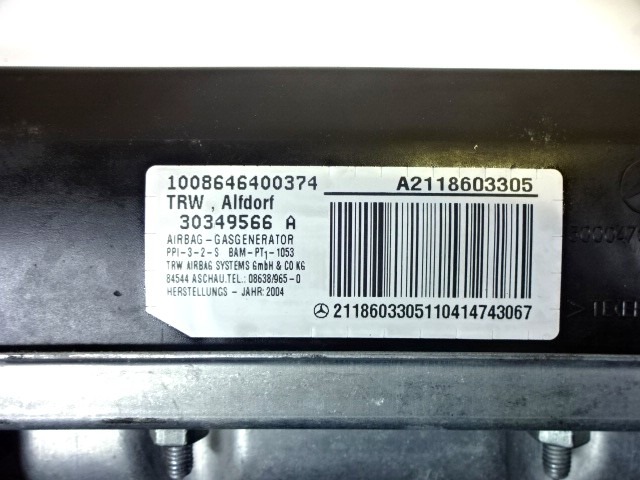 KIT COMPLETE AIRBAG OEM N. 17129 KIT AIRBAG COMPLETO ORIGINAL PART ESED MERCEDES CLASSE E W211 BER/SW (03/2002 - 05/2006) DIESEL 32  YEAR OF CONSTRUCTION 2004