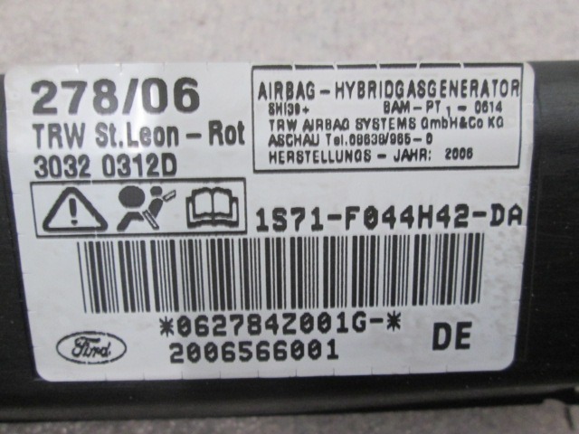 HEAD AIRBAG, RIGHT OEM N. 1S71F044H42DA ORIGINAL PART ESED FORD MONDEO BER/SW (2000 - 2007) DIESEL 22  YEAR OF CONSTRUCTION 2006