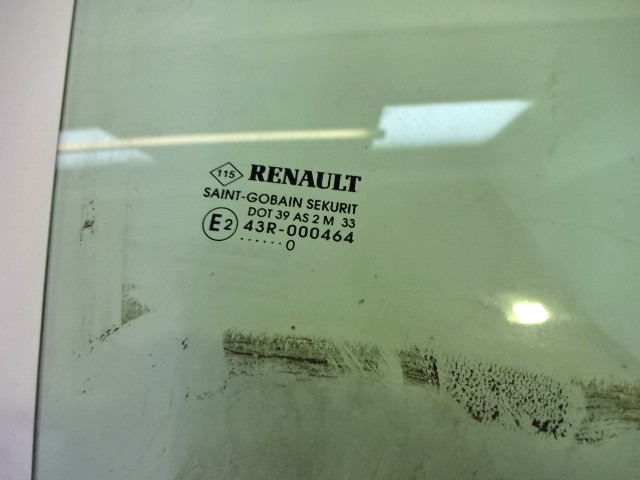 DOOR WINDOW, TINTED GLASS, REAR RIGHT OEM N. 8200427730 ORIGINAL PART ESED RENAULT CLIO (05/2009 - 2013) BENZINA/GPL 11  YEAR OF CONSTRUCTION 2010