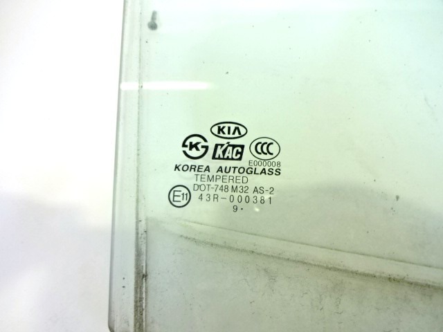 DOOR WINDOW, TINTED GLASS, REAR RIGHT OEM N. 8342107010 ORIGINAL PART ESED KIA PICANTO (2008 - 2011) BENZINA 10  YEAR OF CONSTRUCTION 2010