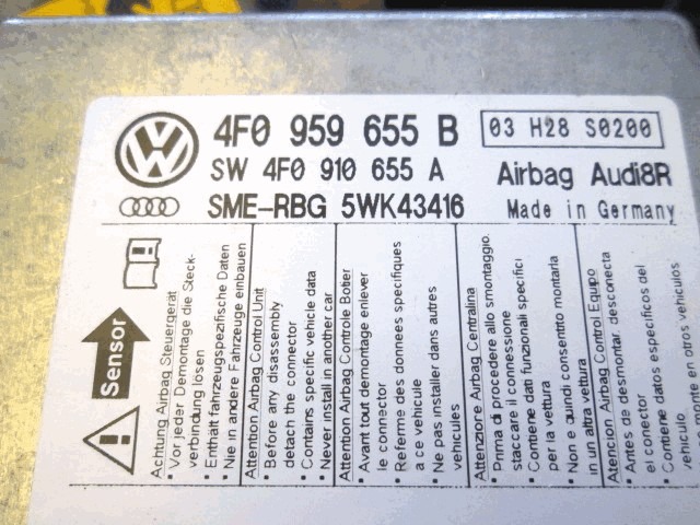 KIT COMPLETE AIRBAG OEM N. 18675 KIT AIRBAG COMPLETO ORIGINAL PART ESED AUDI A6 C6 4F2 4FH 4F5 BER/SW/ALLROAD (07/2004 - 10/2008) DIESEL 27  YEAR OF CONSTRUCTION 2007