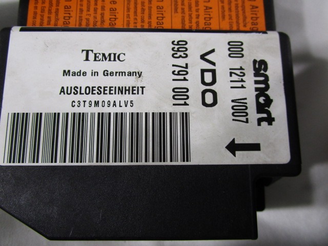 KIT COMPLETE AIRBAG OEM N. 9339 KIT AIRBAG COMPLETO ORIGINAL PART ESED SMART CITY-COUPE/FORTWO/CABRIO W450 (1998 - 2007) BENZINA 6  YEAR OF CONSTRUCTION 2000