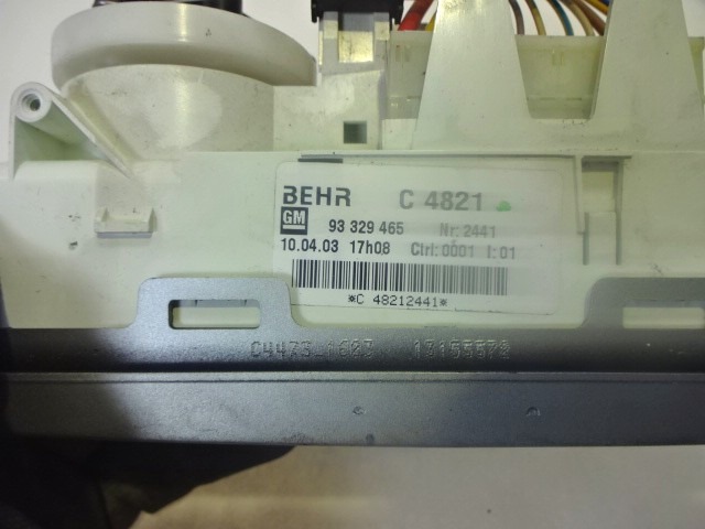 AIR CONDITIONING CONTROL OEM N. 93329465 ORIGINAL PART ESED OPEL MERIVA A (2003 - 2006) BENZINA 16  YEAR OF CONSTRUCTION 2003