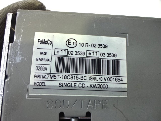 RADIO CD?/ AMPLIFIER / HOLDER HIFI SYSTEM OEM N. 7M5T-18C815-BC ORIGINAL PART ESED FORD TRANSIT CONNECT P65, P70, P80 (2002 - 2012)DIESEL 18  YEAR OF CONSTRUCTION 2009