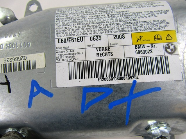 AIRBAG  DOOR OEM N. 6963022 ORIGINAL PART ESED BMW SERIE 5 E60 E61 (2003 - 2010) DIESEL 30  YEAR OF CONSTRUCTION 2008