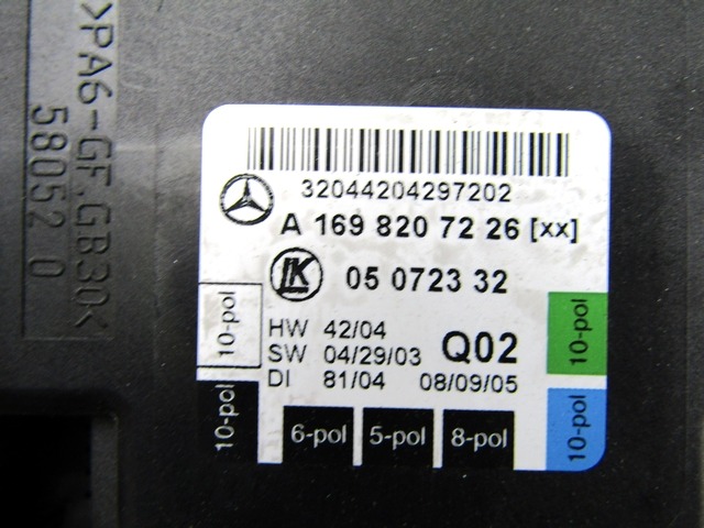 CONTROL OF THE FRONT DOOR OEM N. A1698207226 ORIGINAL PART ESED MERCEDES CLASSE B W245 T245 5P (2005 - 2011) BENZINA 17  YEAR OF CONSTRUCTION 2005