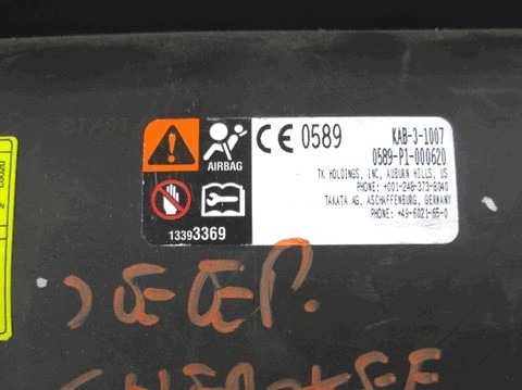 KIT COMPLETE AIRBAG OEM N.  ORIGINAL PART ESED JEEP CHEROKEE (DAL 2014) DIESEL 22  YEAR OF CONSTRUCTION 2016