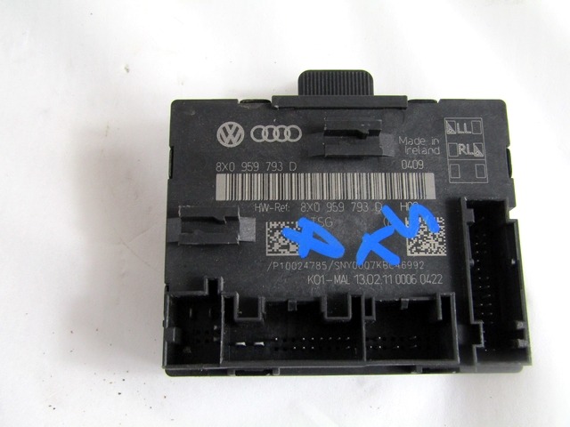 CONTROL OF THE FRONT DOOR OEM N. 8X0959793D ORIGINAL PART ESED AUDI A1 8X1 8XF (DAL 2010)BENZINA 12  YEAR OF CONSTRUCTION 2011