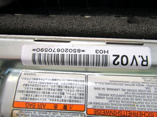 KIT COMPLETE AIRBAG OEM N. 18829 KIT AIRBAG COMPLETO ORIGINAL PART ESED MAZDA 6 GG GY (2003-2008) DIESEL 20  YEAR OF CONSTRUCTION 2007