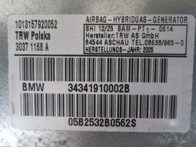 AIRBAG  DOOR OEM N. 34341910002B ORIGINAL PART ESED BMW X3 E83 (2004 - 08/2006 ) DIESEL 30  YEAR OF CONSTRUCTION 2005