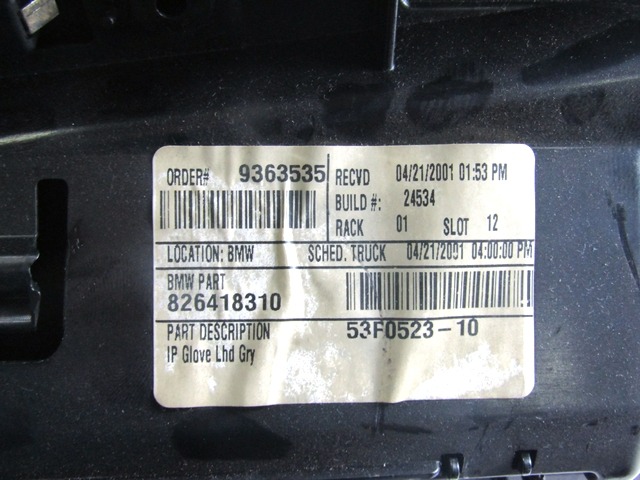 GLOVE BOX OEM N. 51168408845 ORIGINAL PART ESED BMW SERIE X5 E53 (1999 - 2003)BENZINA 30  YEAR OF CONSTRUCTION 2001