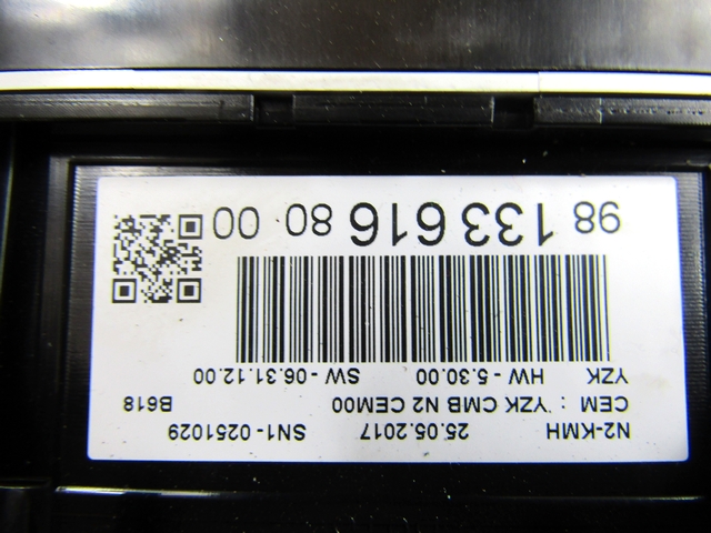 INSTRUMENT CLUSTER / INSTRUMENT CLUSTER OEM N. 9813361680 ORIGINAL PART ESED CITROEN C3 MK3 (DAL 2016) DIESEL 16  YEAR OF CONSTRUCTION 2017