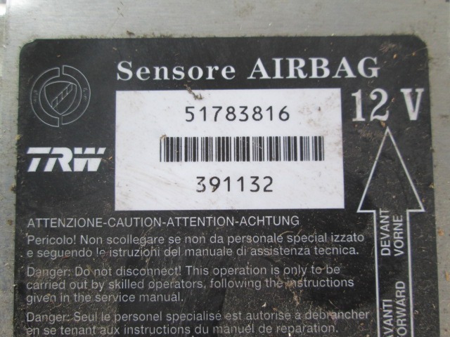 KIT COMPLETE AIRBAG OEM N.  SPARE PART USED CAR FIAT IDEA (2003 - 2008) DISPLACEMENT 14 BENZINA YEAR OF CONSTRUCTION 2006
