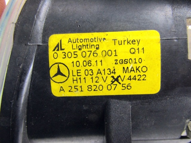 FOG LIGHT LEFT OEM N. A2518200756 ORIGINAL PART ESED MERCEDES CLASSE A W169 5P C169 3P RESTYLING (05/2008 - 2012) BENZINA 17  YEAR OF CONSTRUCTION 2011