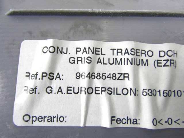 LATERAL TRIM PANEL REAR OEM N. 96468548ZR ORIGINAL PART ESED CITROEN C3 / PLURIEL (2002 - 09/2005) BENZINA 14  YEAR OF CONSTRUCTION 2003