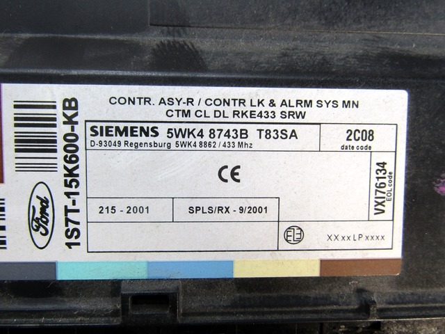 KIT ACCENSIONE AVVIAMENTO OEM N. 16454 KIT ACCENSIONE AVVIAMENTO ORIGINAL PART ESED FORD MONDEO BER/SW (2000 - 2007) DIESEL 20  YEAR OF CONSTRUCTION 2002