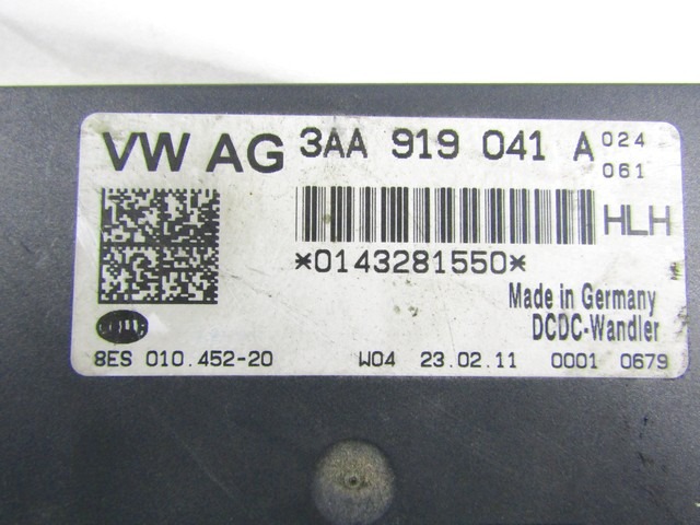 VARIOUS CONTROL UNITS OEM N. 3AA919041A ORIGINAL PART ESED SEAT IBIZA MK4 BER/SW (2008 - 2012)BENZINA 12  YEAR OF CONSTRUCTION 2011