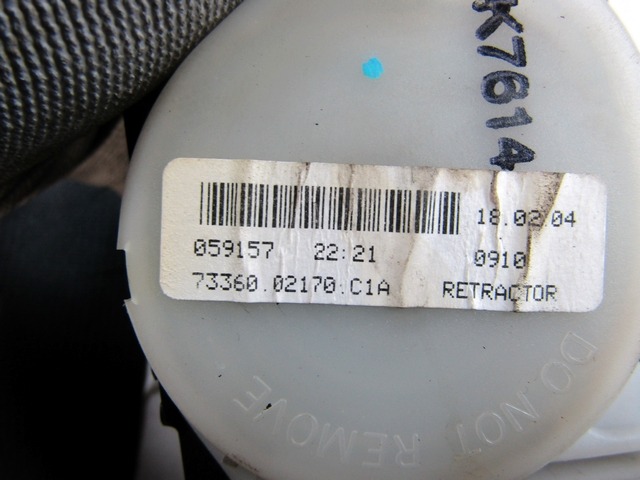 SEFETY BELT OEM N. 73360-02170 ORIGINAL PART ESED TOYOTA COROLLA E120/E130 (2000 - 2006) DIESEL 20  YEAR OF CONSTRUCTION 2005