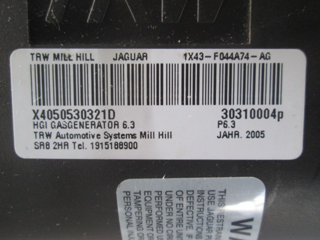 AIR BAG MODULE FOR PASSENGER SIDE OEM N. X43F044A74AG ORIGINAL PART ESED JAGUAR X-TYPE BER/SW (2005 - 2009)DIESEL 20  YEAR OF CONSTRUCTION 2006