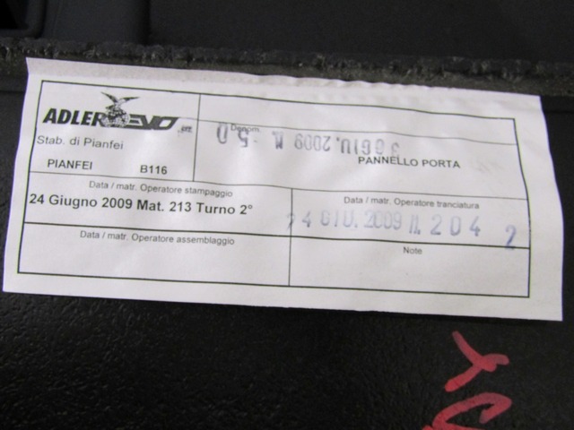 DOOR TRIM PANEL OEM N. 9260 PANNELLO INTERNO PORTA POSTERIORE ORIGINAL PART ESED LANCIA MUSA MK2 350 (09/2007 - 8/2013) BENZINA/GPL 14  YEAR OF CONSTRUCTION 2009