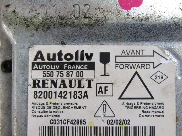 CONTROL UNIT AIRBAG OEM N. 8200142183A ORIGINAL PART ESED RENAULT LAGUNA MK2 BER/SW (11/2000 - 12/2004) DIESEL 22  YEAR OF CONSTRUCTION 2002