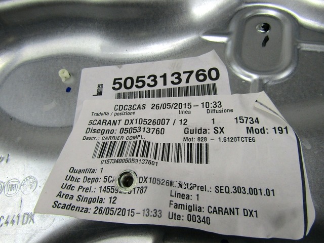 DOOR WINDOW LIFTING MECHANISM FRONT OEM N. 71777779 ORIGINAL PART ESED ALFA ROMEO GIULIETTA 940 (DAL 2010) DIESEL 16  YEAR OF CONSTRUCTION 2012